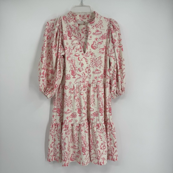Smith & Quinn Tory Dress In Dolce Vita Size Small 3/4 Sleeves Pink White Tiered - Picture 15 of 15